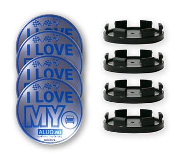 ALU / ALBASTRU Capace centrale butuc pentru jante din aluminiu - orice design personalizat pentru diametre populare ale capacelor centrale ale butucului de 52 mm, 56 mm, 60 mm și 63 mm